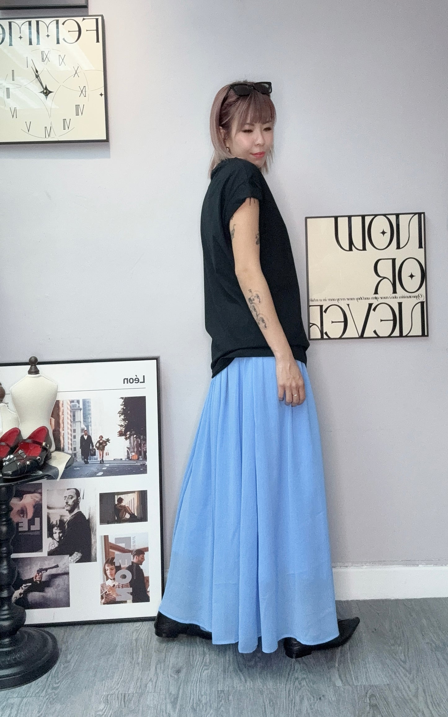 Twist collar long tee #00594