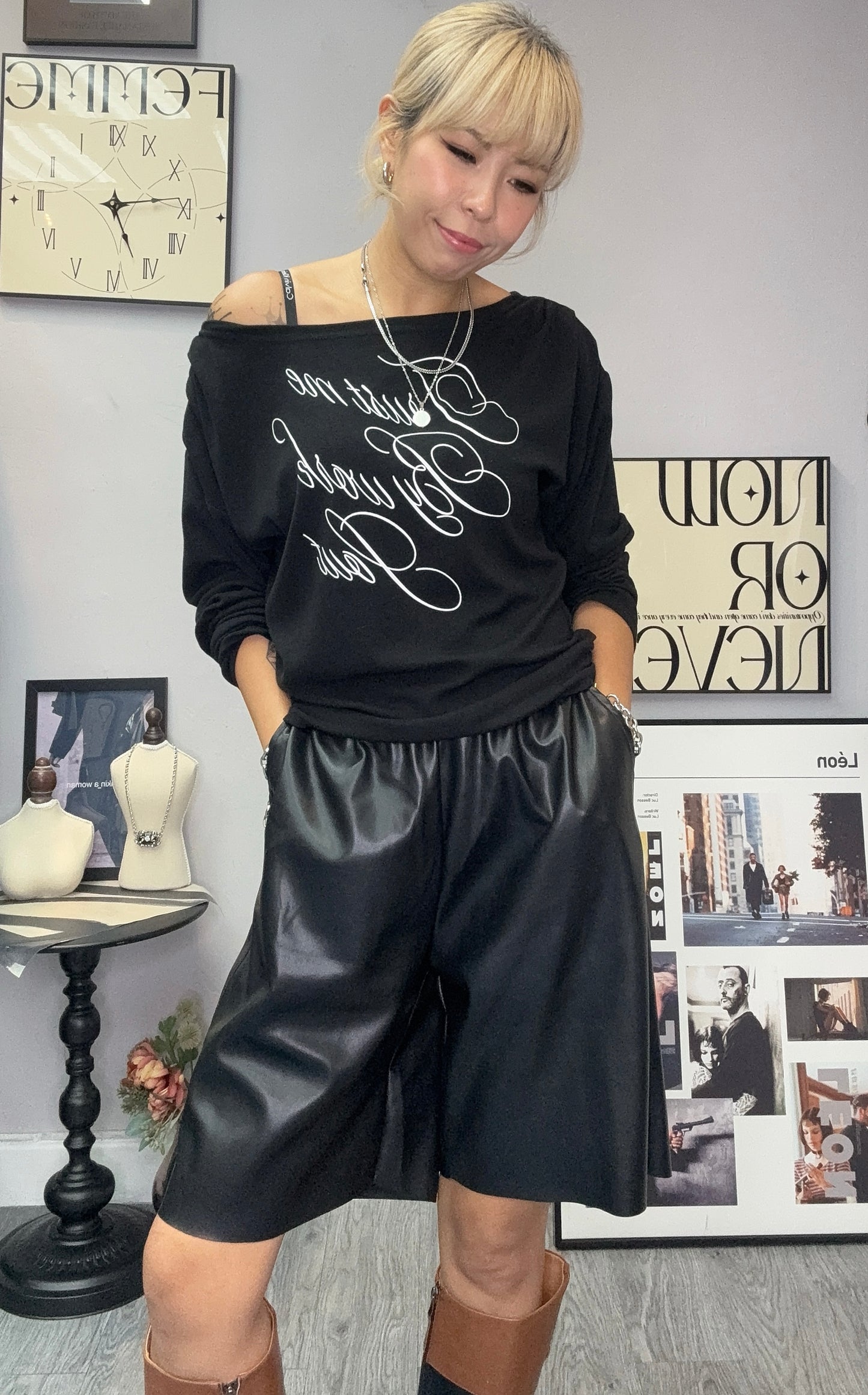 Words long sleeves cotton tee