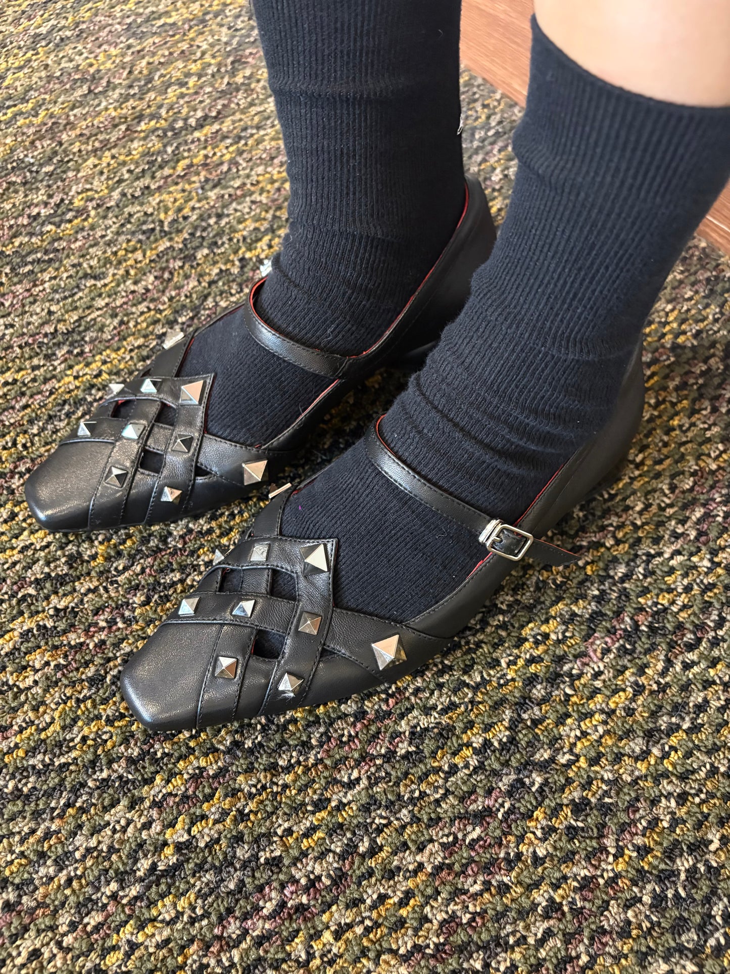Calfskin Rockstud mary Janes