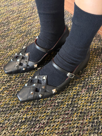Calfskin Rockstud mary Janes