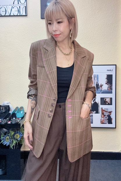 Checkered blazer #00971