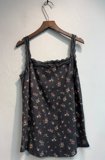 Floral printed lace cami #00678