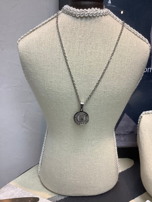 雙面銀色牌necklace