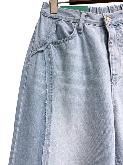 Half elsatic washing jeans #00617