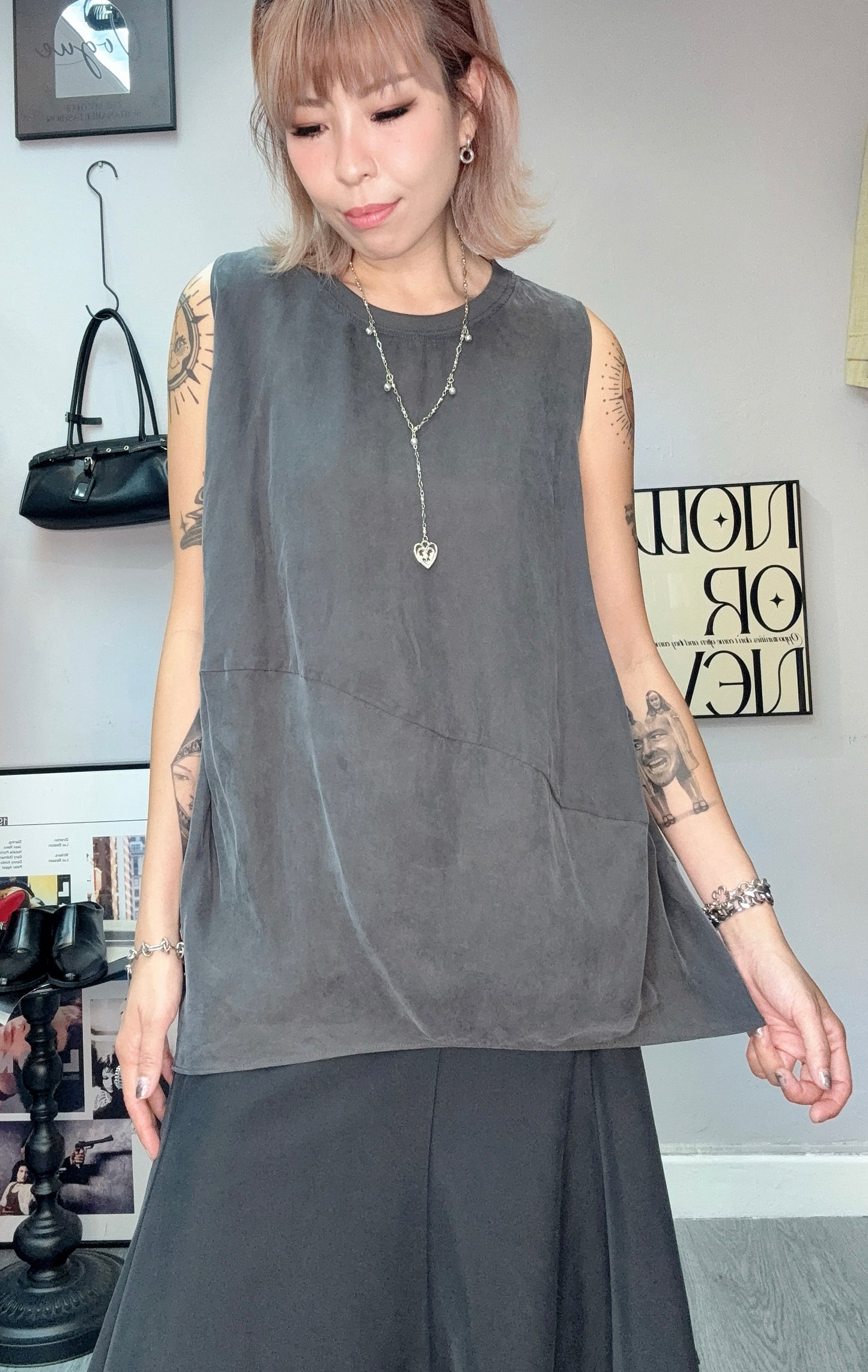 Plain silky tank #00634