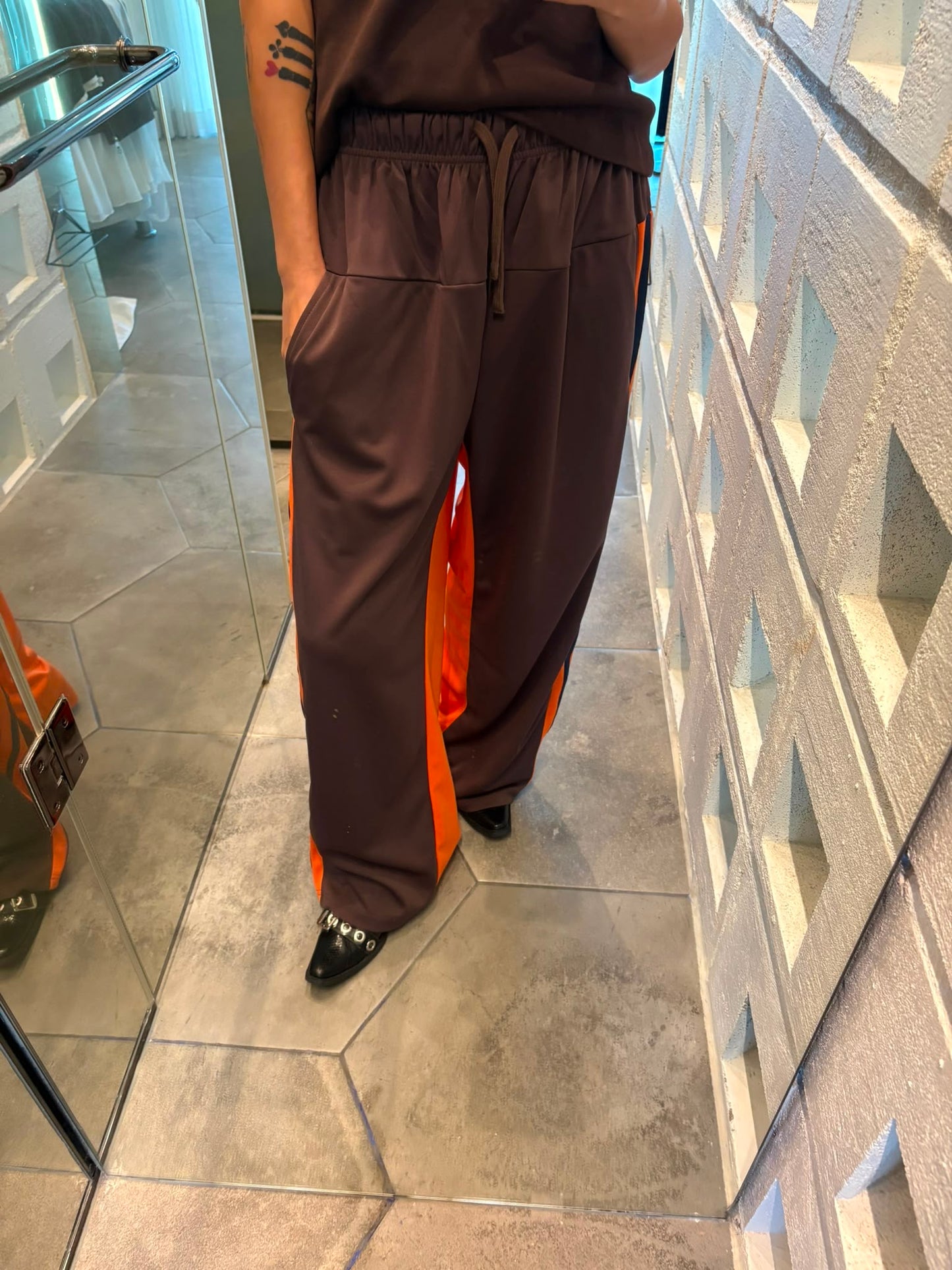 Two tone polyester pants #00801