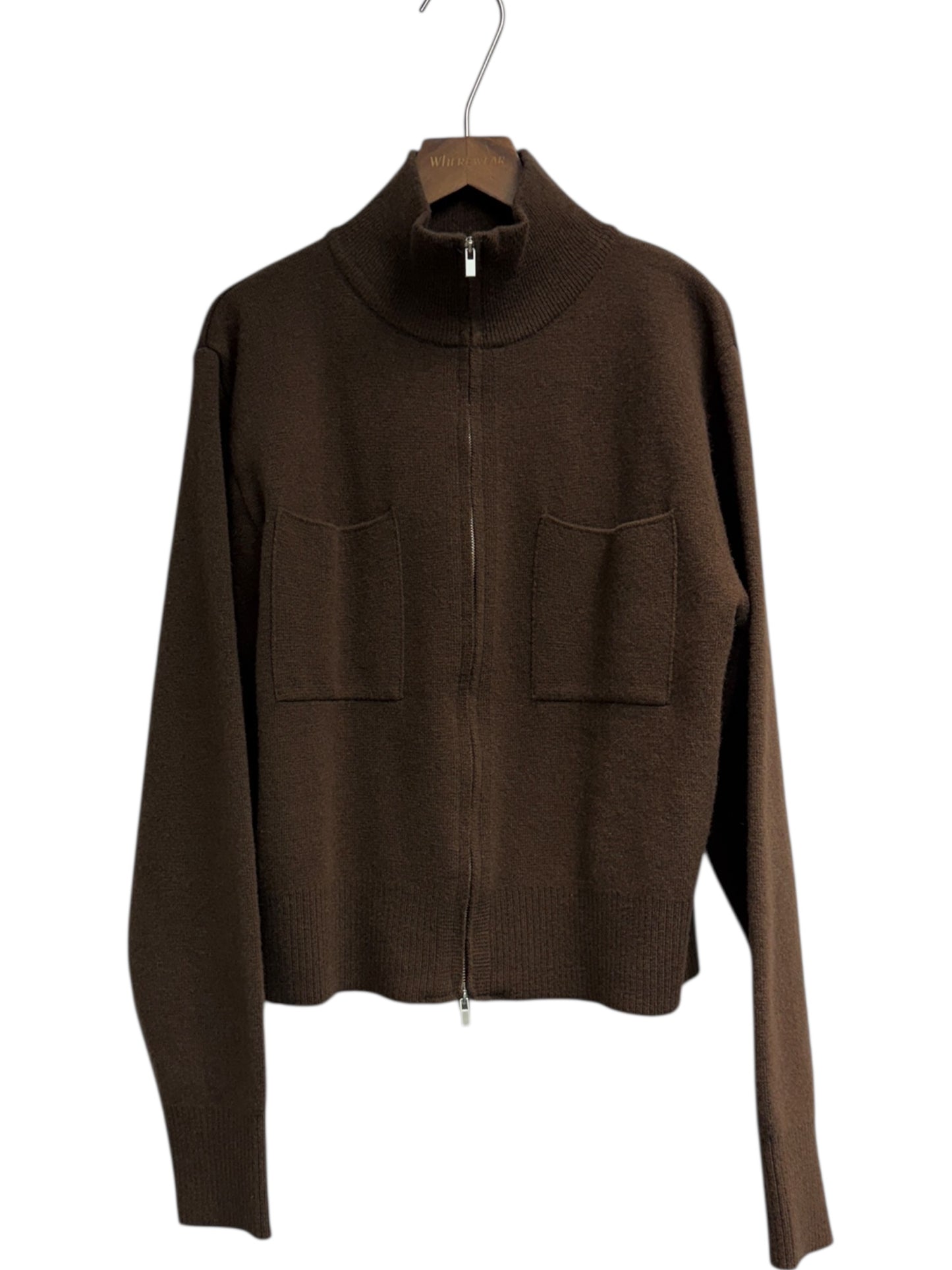 Cashmere X fine wool stand collar zip jacket #00128