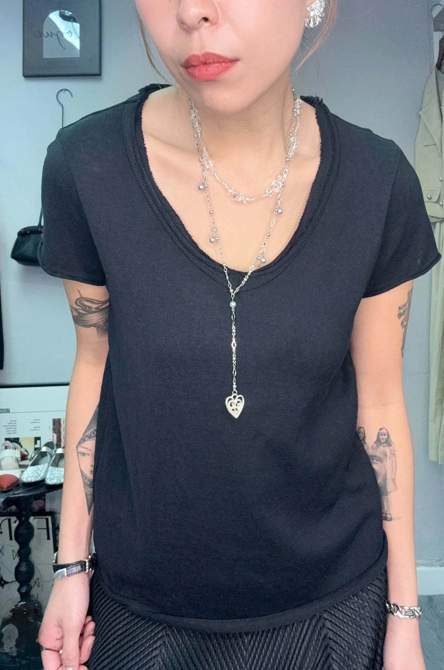 V neck plain tee #00662