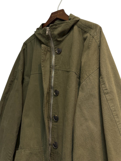 Plain zip long jacket #00053