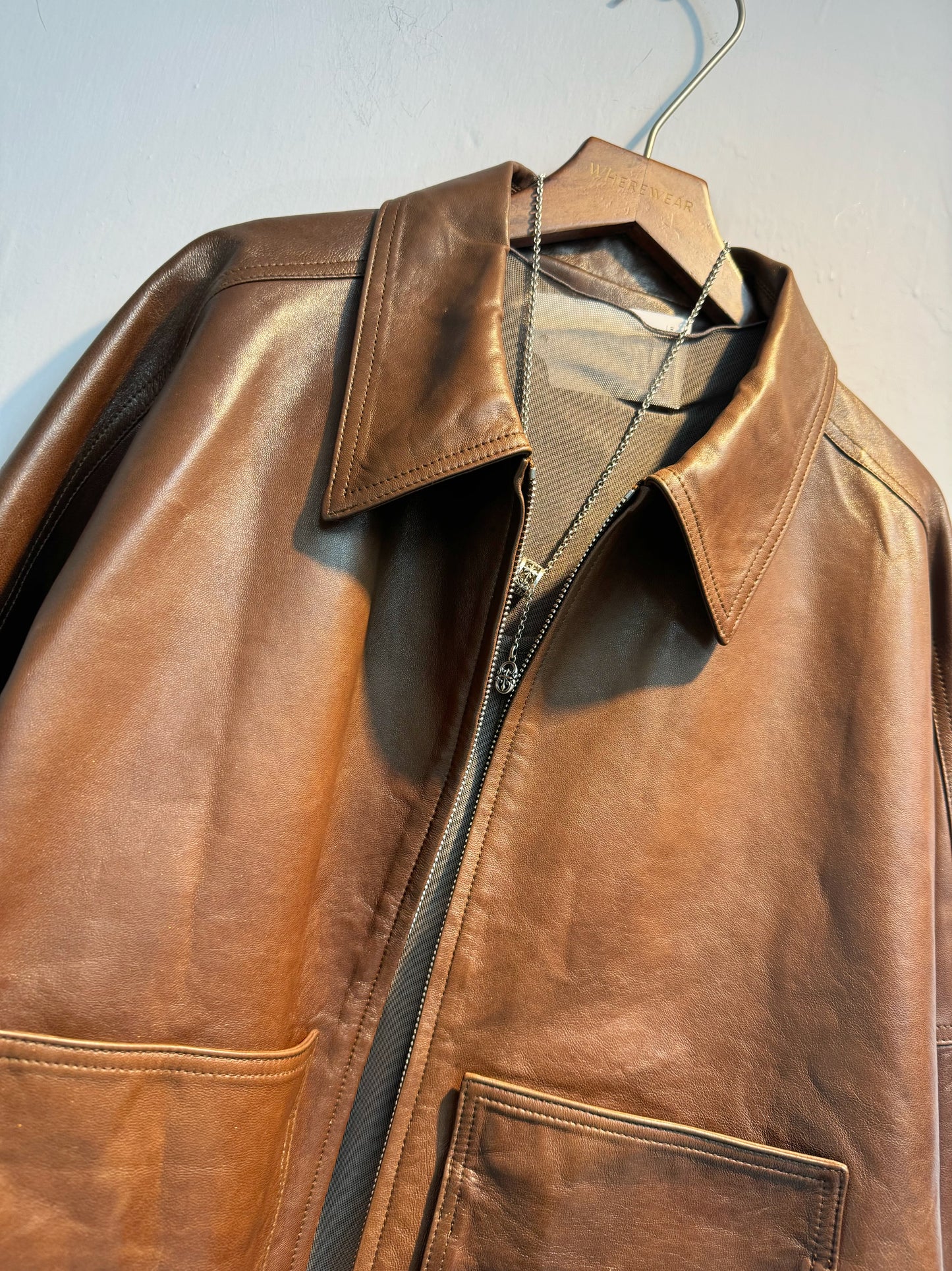 Shiny Lambskin Leather jacket