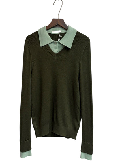 Fake two piece rib knit top