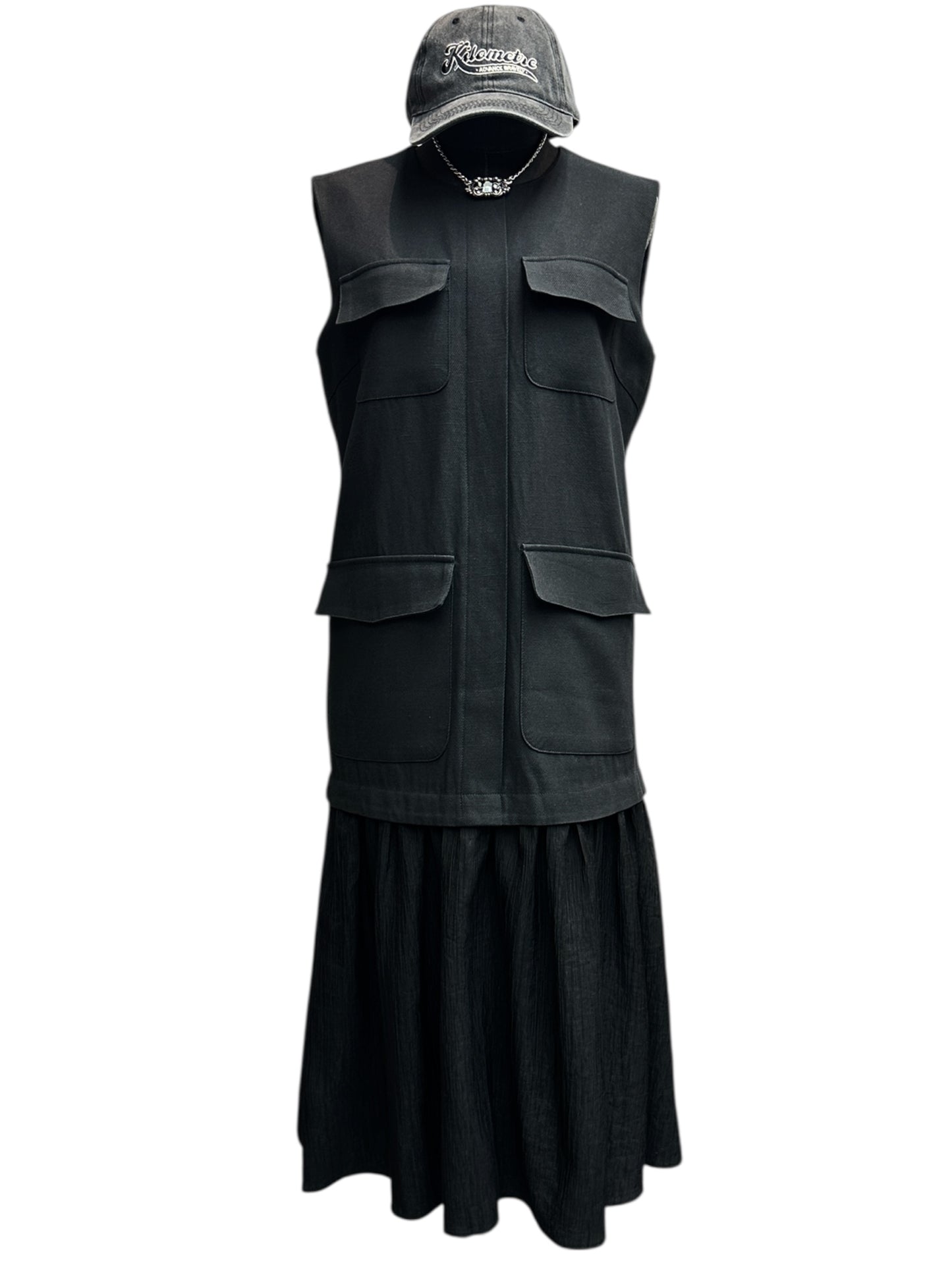 4-pockets vest dress