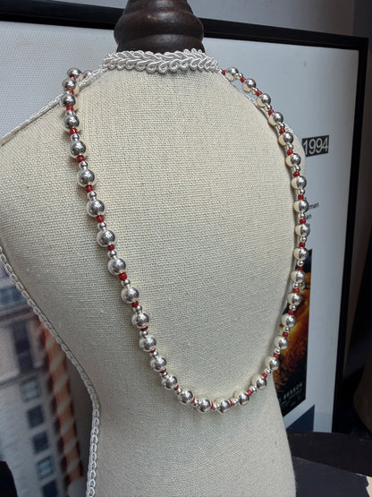 Red beads 925 silver necklace