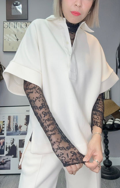 Words lace see through top