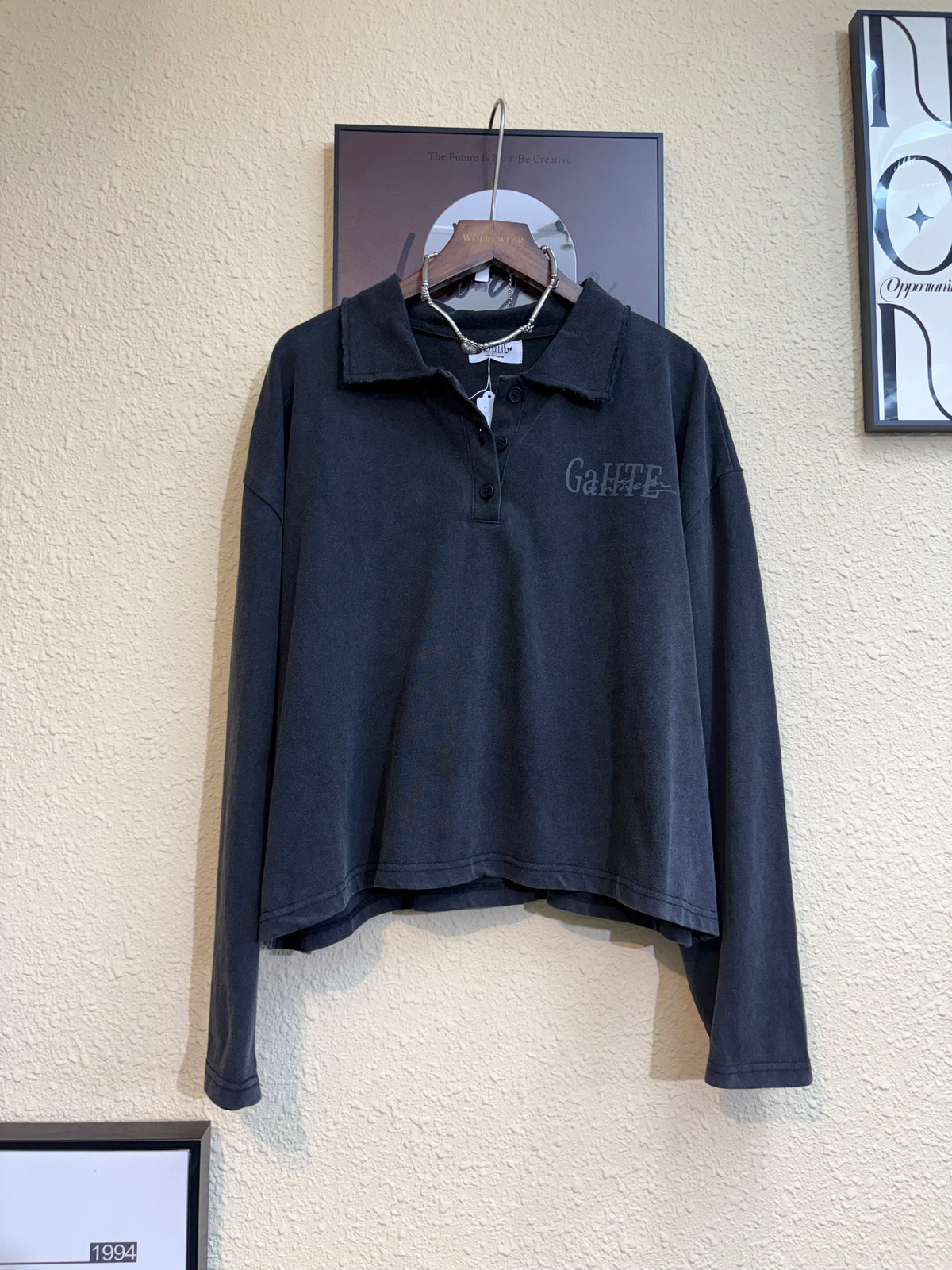 Back words polo top