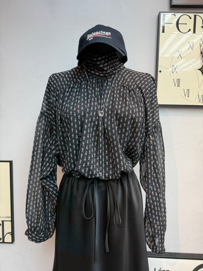 (-30%)Mini pattern chiffon blouse #00834