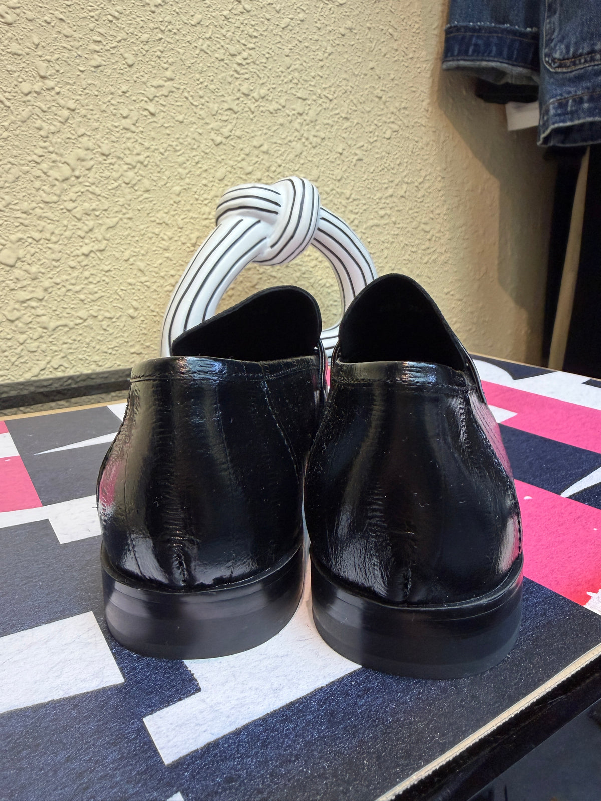 Silver bean embossed loafer