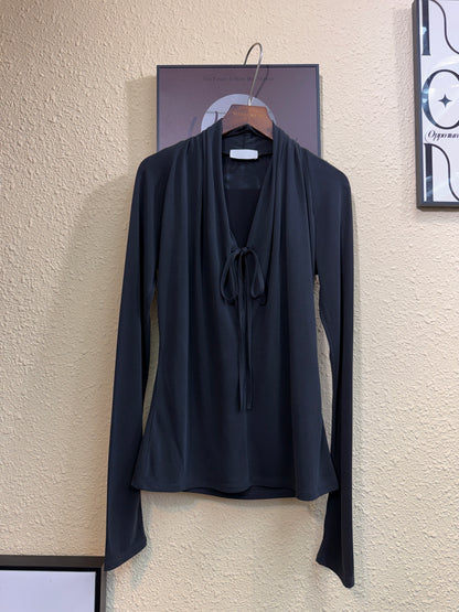 Front tie v neck modal top #01004