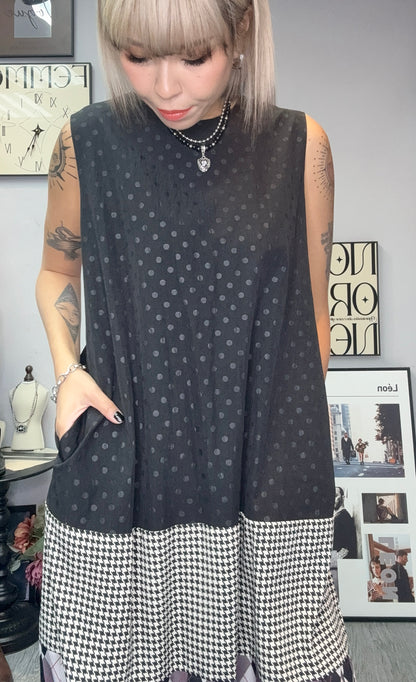 pattern chiffon vest dress