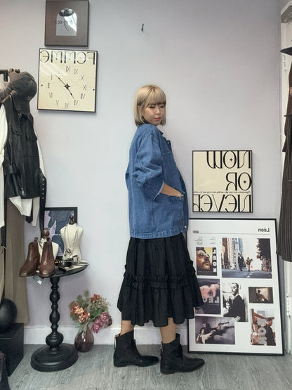 Corduroy collar denim jacket