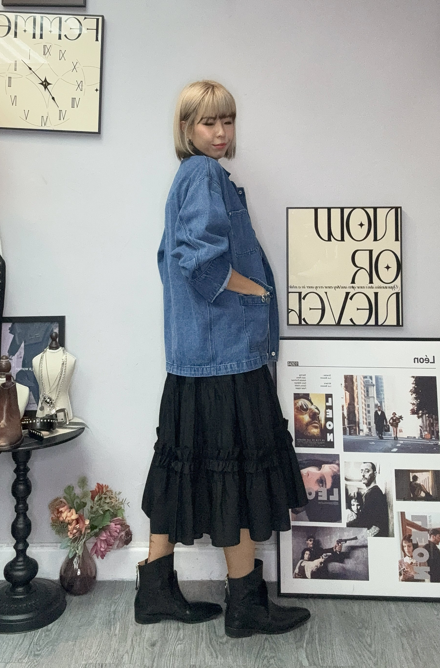 Corduroy collar denim jacket