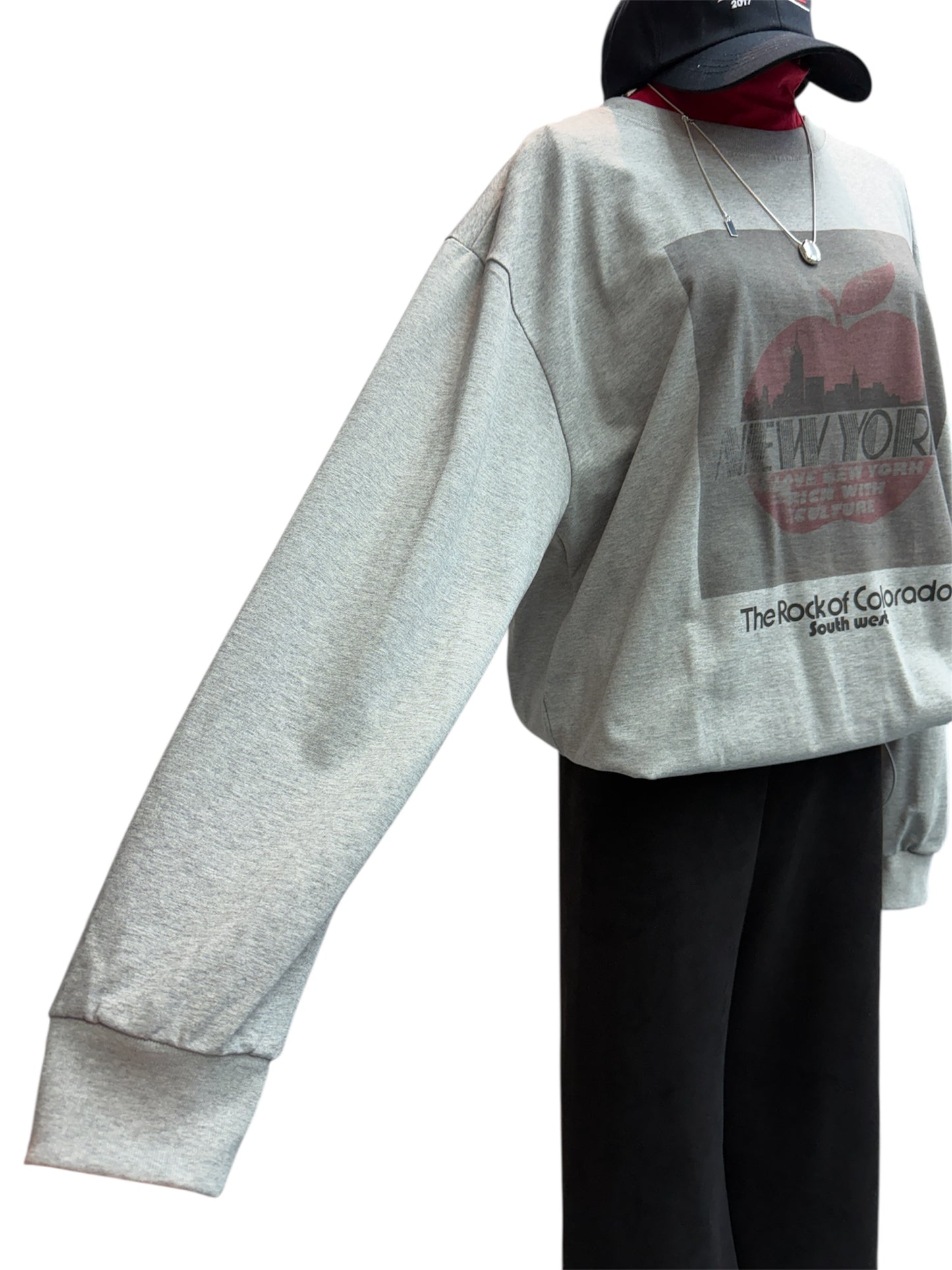 Double side Apple printed long sleeves tee #00061