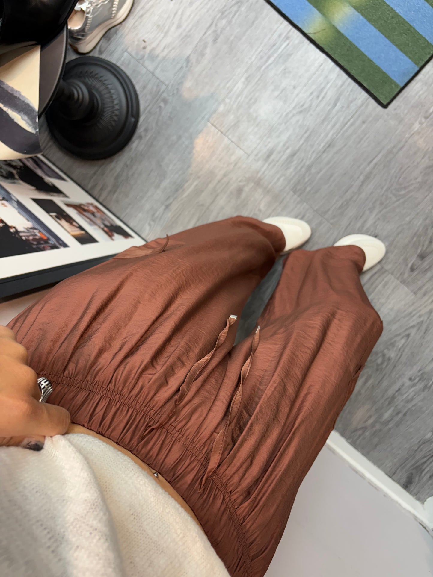 Full elastic silky pants #00619
