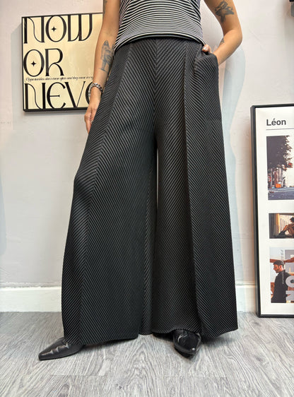 Embossed wide leg pants #00711