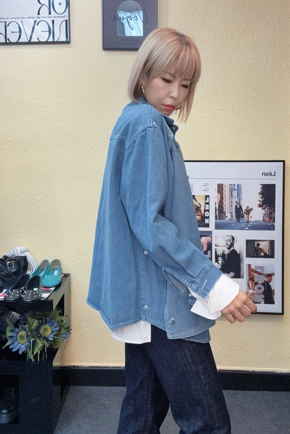 Shirt collar fake two pieces jacket #00974