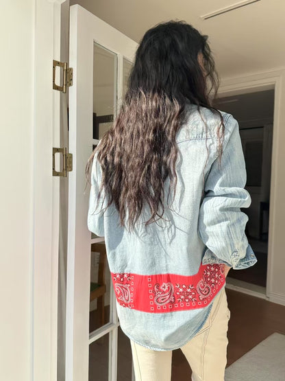 Patterned denim shirt