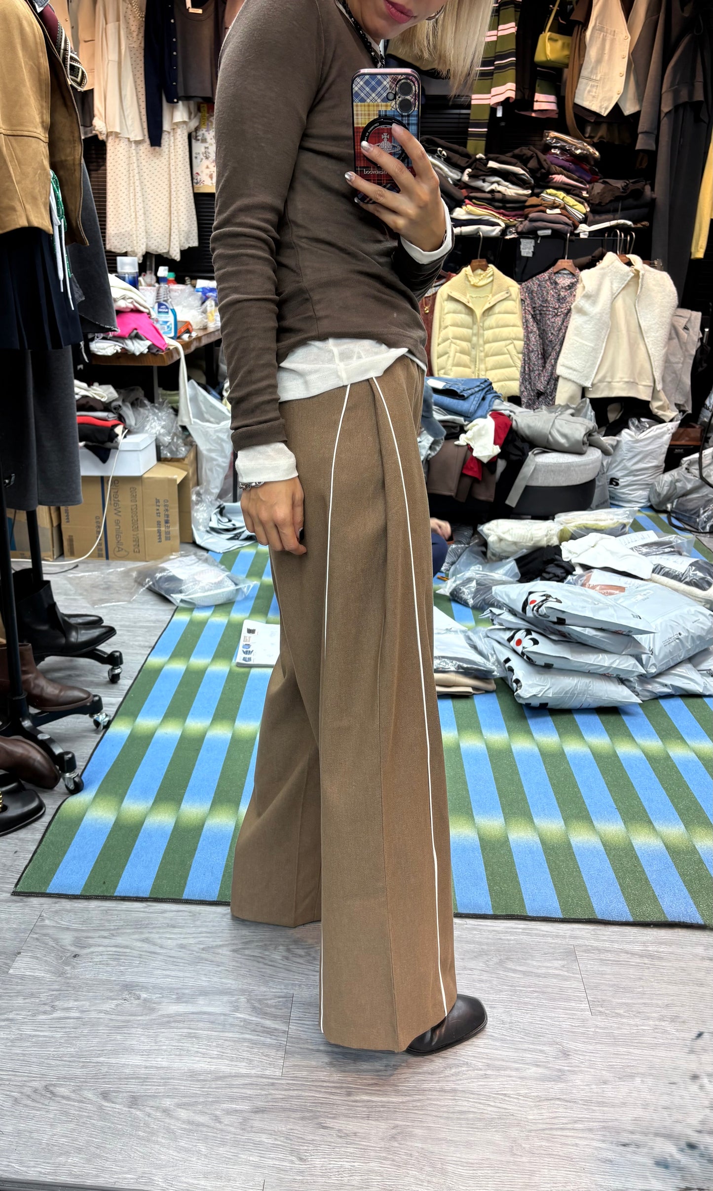 White line pants #00133