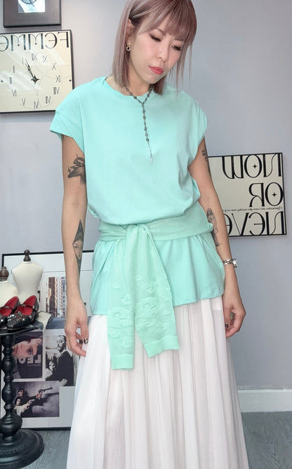 Twist collar long tee #00594