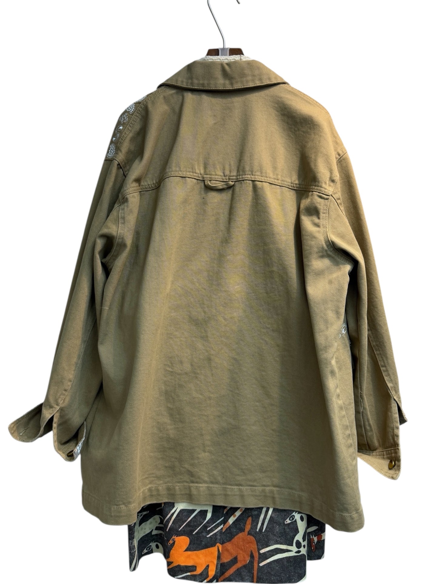 Shirt collar patchwork sleeves jacket #00334