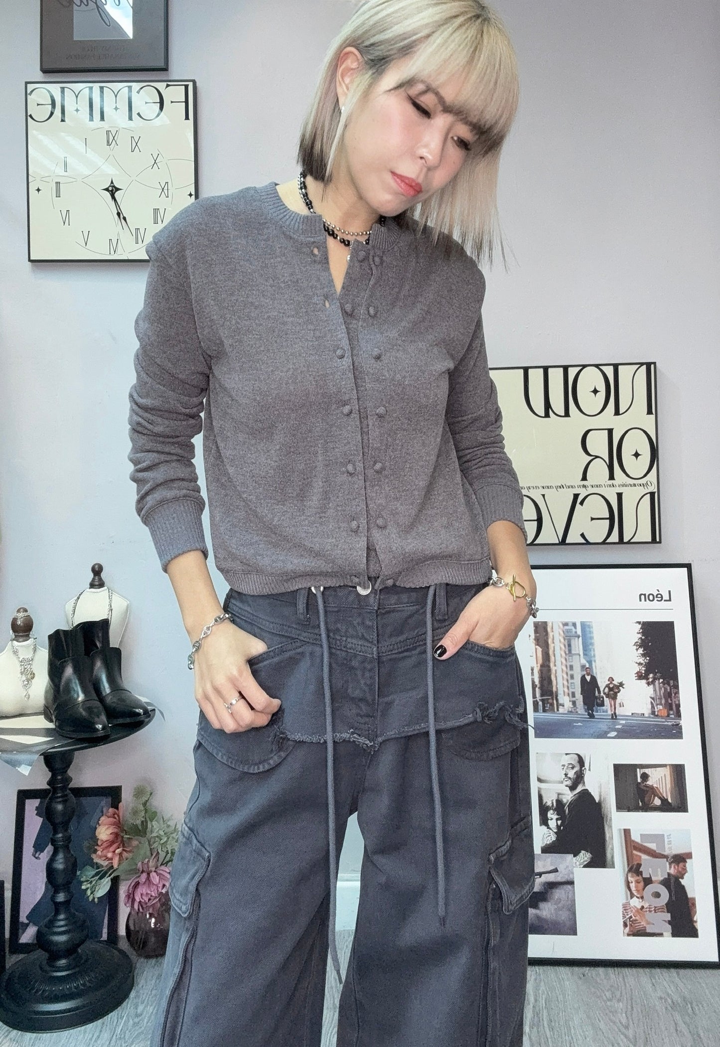 Front buttons knit top