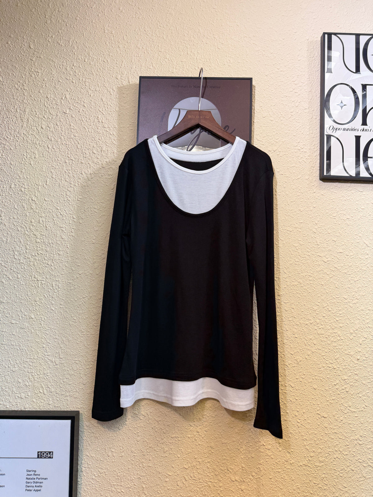 Fake two pieces ultra-thin fabric tee #00979