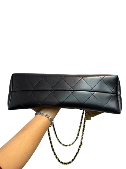 Color-block multiple leather bag