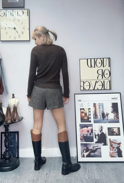 Double collar knit top #00083