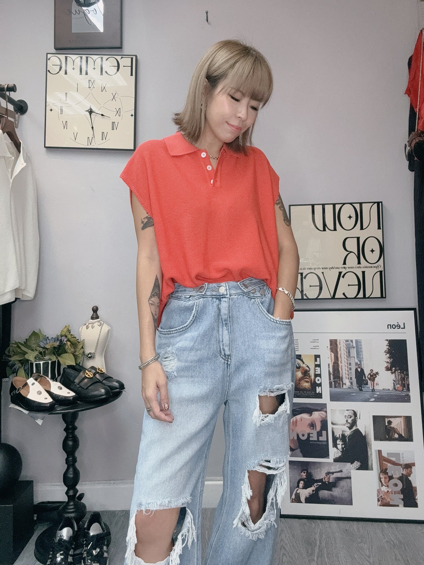 (-30%off)Polo Knitted top