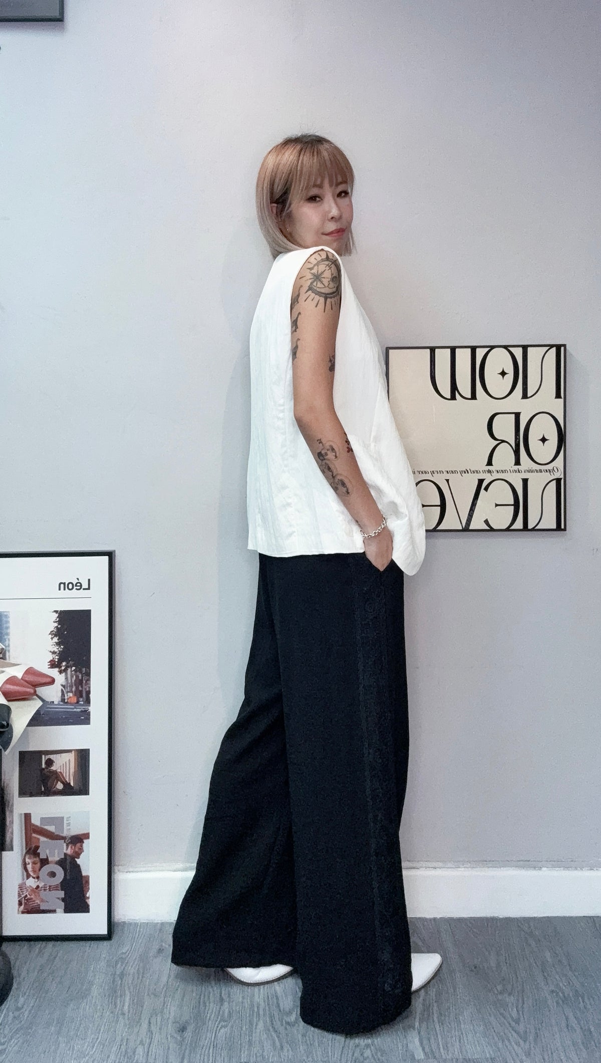 (-20%)V neck side pocket vest outer #00565