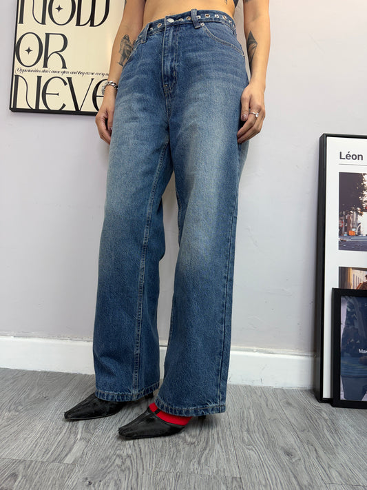 Eyelet waisted jeans #00381