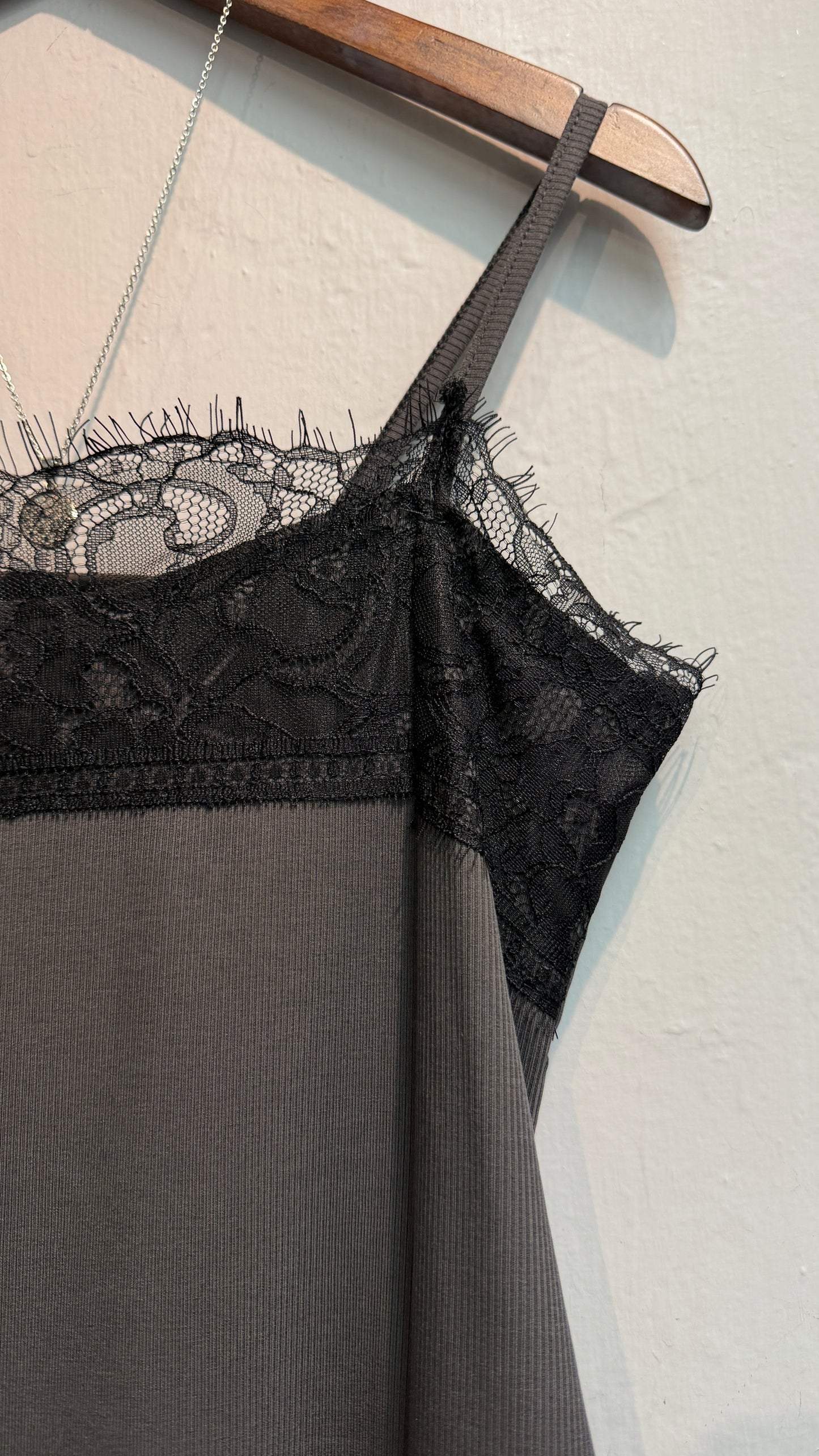 Front lace rib cami #00745