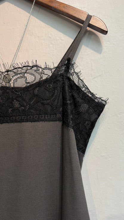 Front lace rib cami #00745