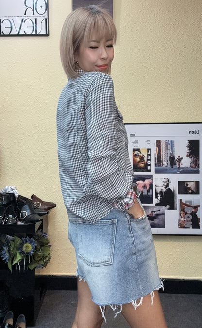 Mini checkered slim shirt #00996