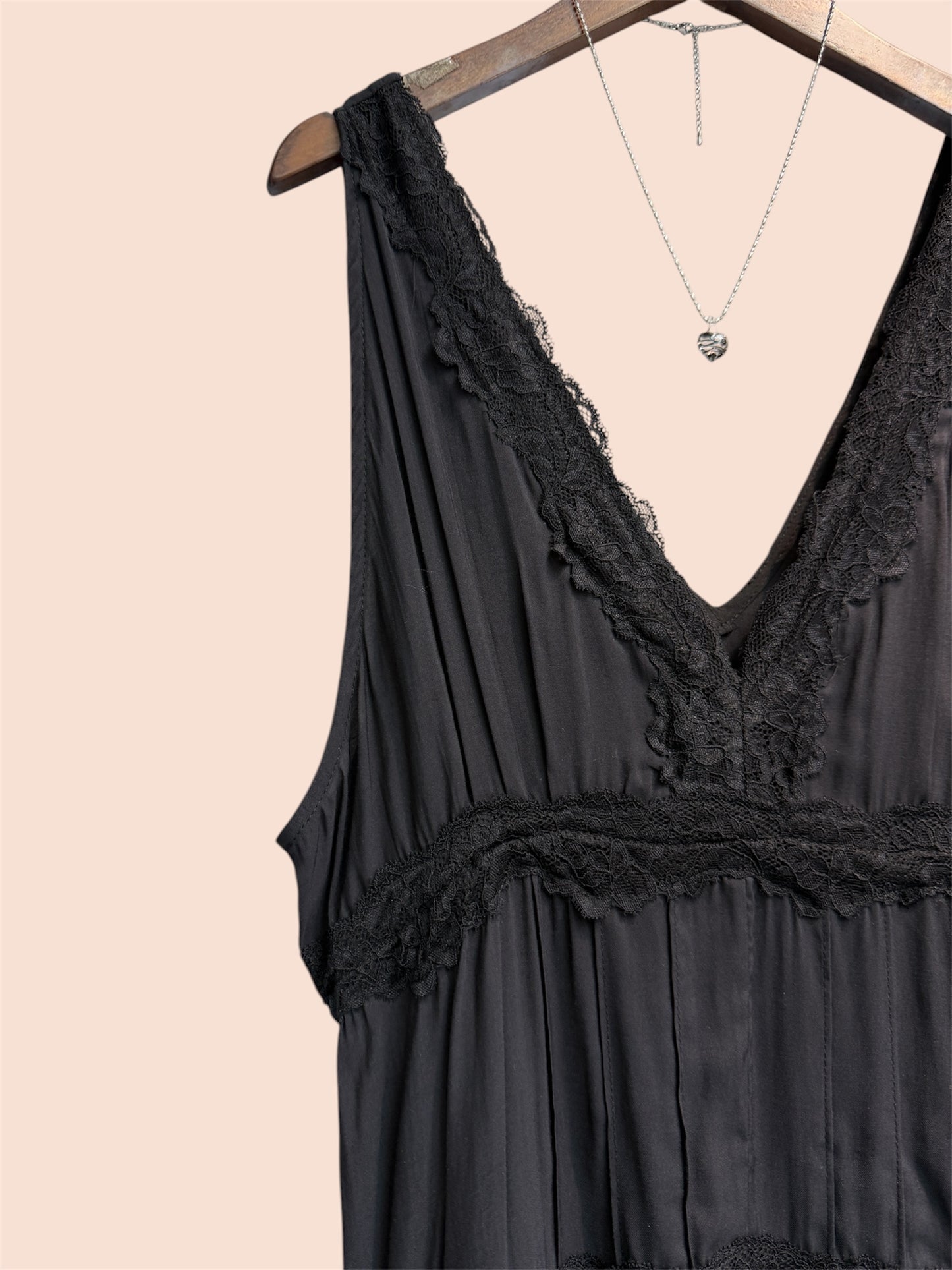 V neck lace trimmed short dress #00474