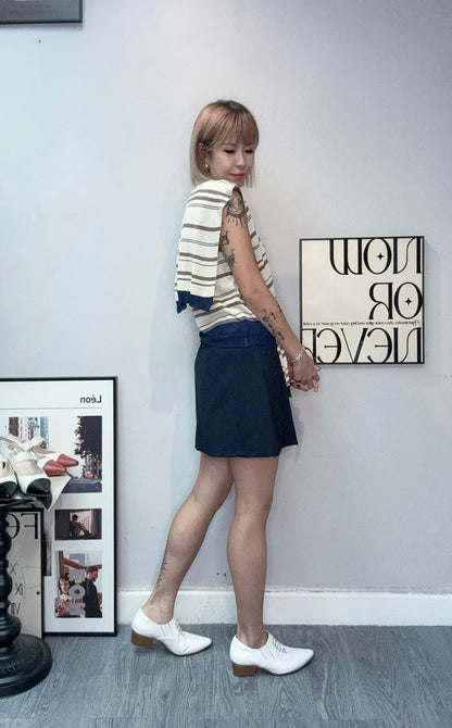 (-20%)With scarf knitted tank cardigan #00778