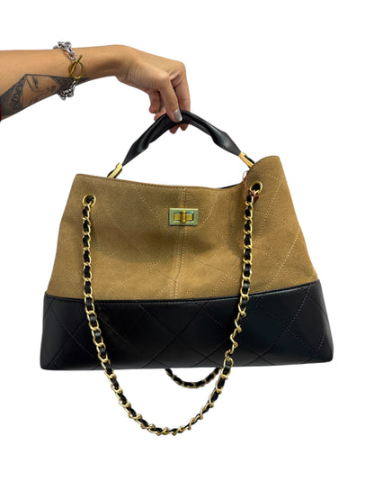 Color-block multiple leather bag