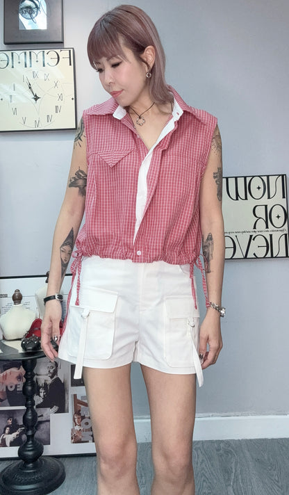 Mini checked vest shirt #00580