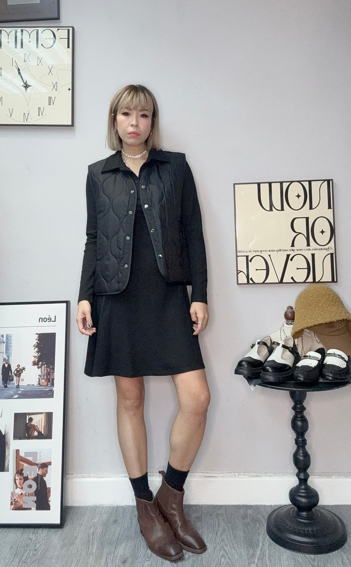 Thin quilted vest jacket #00169