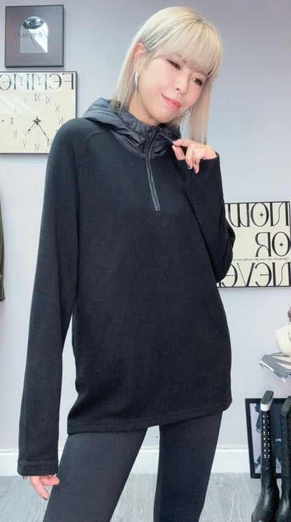 With hat half zip fleece top #00127