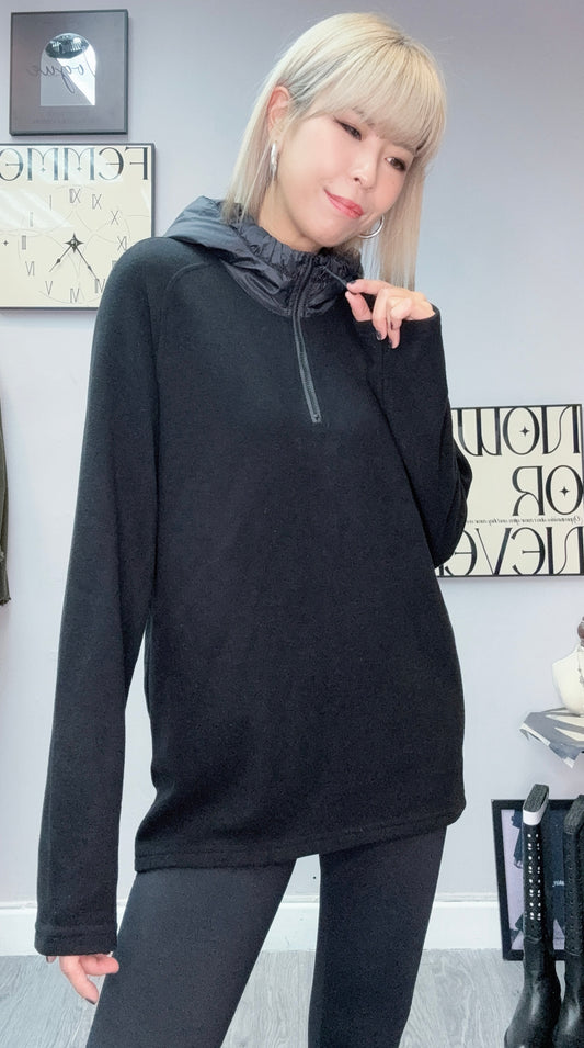 With hat half zip fleece top #00127